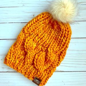 XO Cable Rib Beanie: Sunset Merino Wool Winter Hat